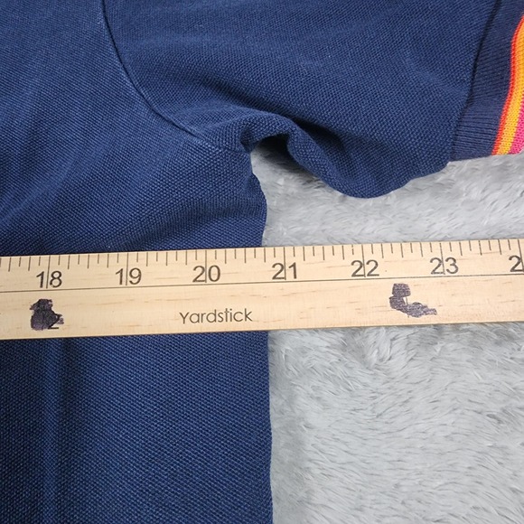 Scotch & Soda Polo Shirt Mens Large Navy Tipped Collar Cuffs Stretch Logo Patch - Picture 10 of 13